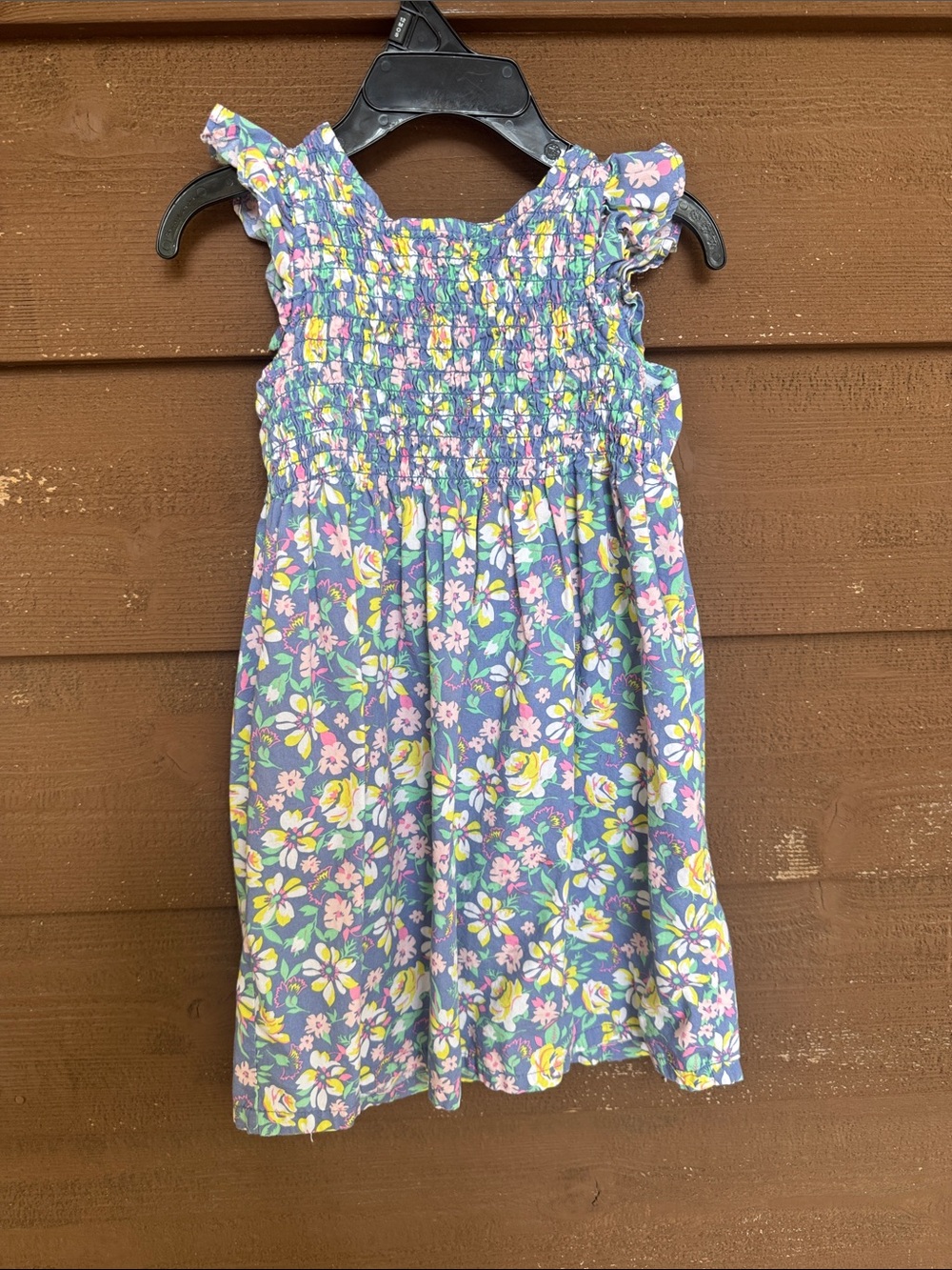 Penelope Mack Lavender Floral Smocked Sundress with Flutter Sleeves size 4
